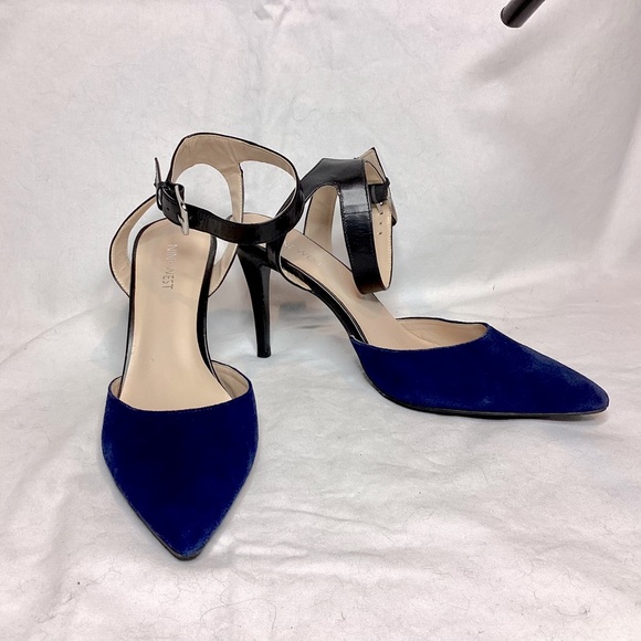 Nine West Shoes - Nine West Leather and Velvet Heels size 9.5